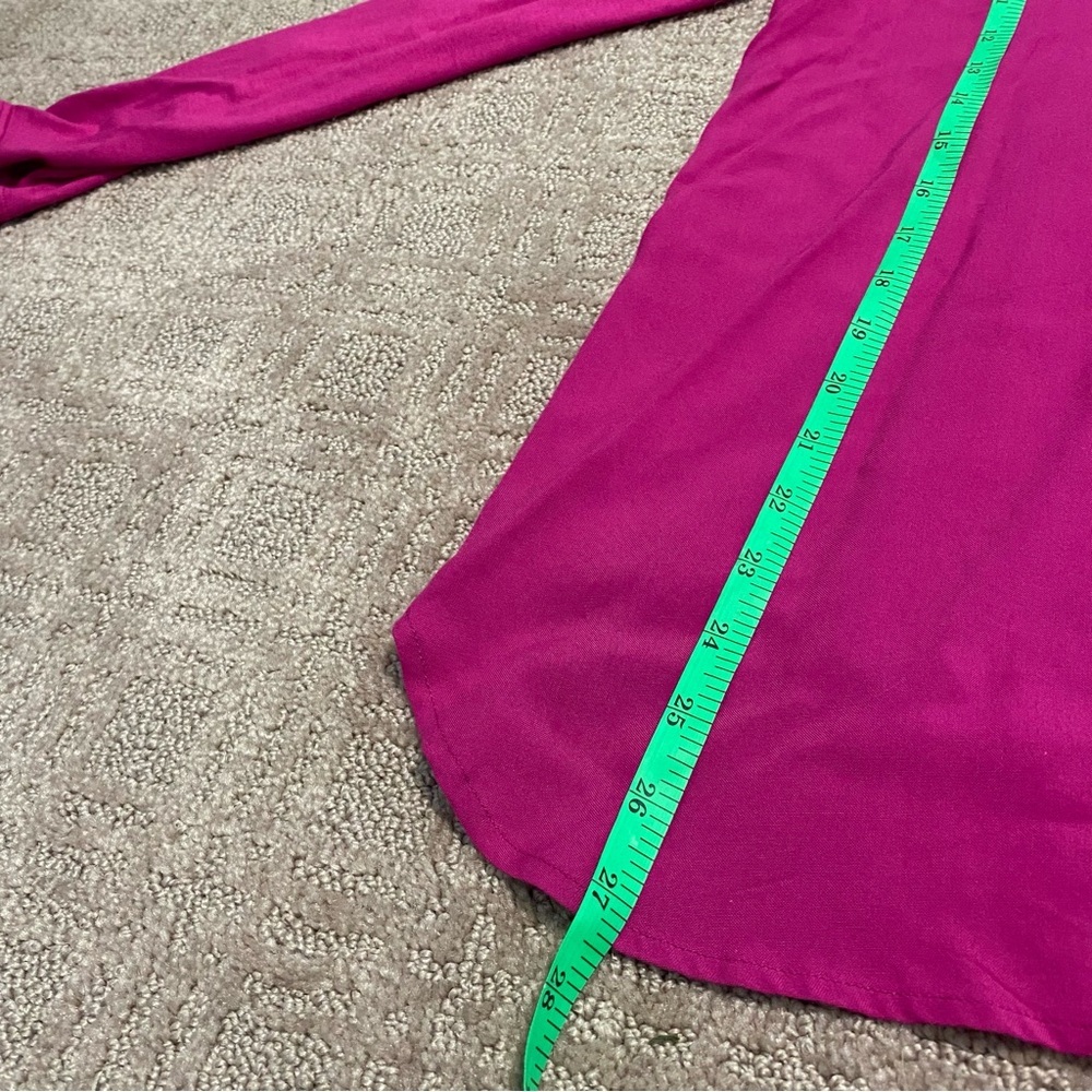 {Pleione} Mixed Media Roll Sleeve Top | Fuscia Pink ~ Size XS - Picture 12 of 15